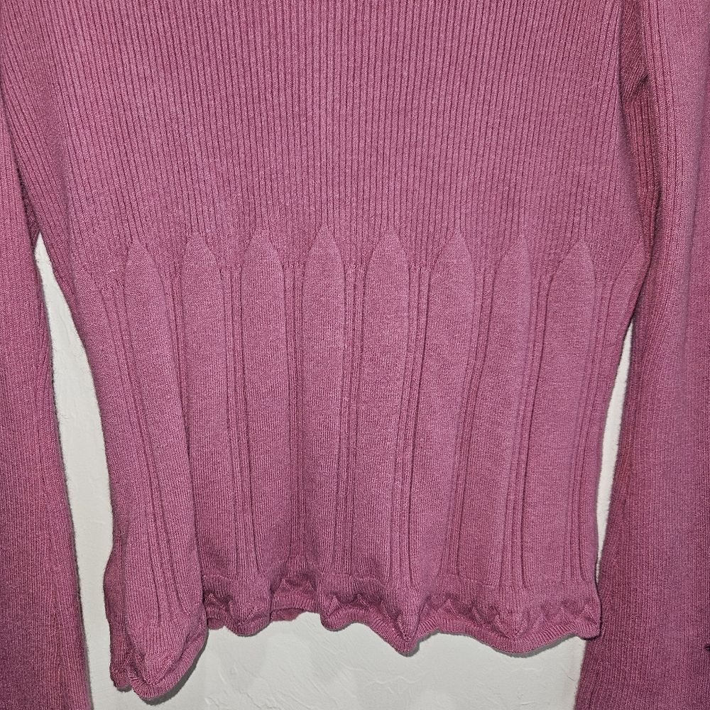 Y2K Sweater Embroidered Floral Vintage Fairycore Ribbed Knit Large Whimsy - Picture 10 of 13
